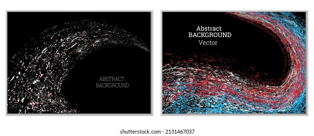 Multicolored paint splashes, smears, dust particles and debris are carried by the wind. A set of two templates. Design template for the design of banners, posters, booklets, covers, magazines. EPS 10