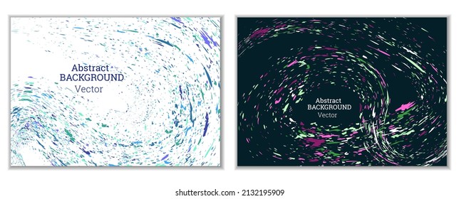 Multicolored paint splashes, smears, dust particles and debris are carried by the wind. A set of two templates. Design template for the design of banners, posters, booklets, covers, magazines. EPS 10