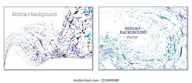 Multicolored paint splashes, smears, dust particles and debris are carried by the wind. A set of two templates. Design template for the design of banners, posters, booklets, covers, magazines. EPS 10