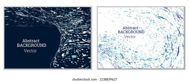 Multicolored paint splashes, smears, dust particles and debris are carried by the wind. A set of two templates. Design template for the design of banners, posters, booklets, covers, magazines. EPS 10