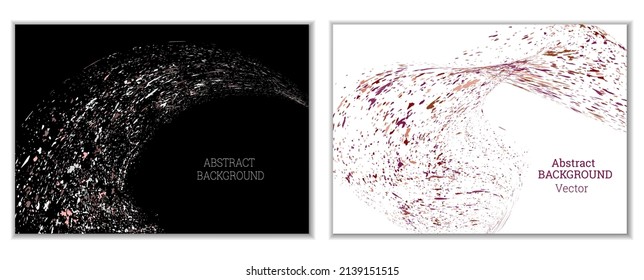 Multicolored paint splashes, smears, dust particles and debris are carried by the wind. A set of two templates. Design template for the design of banners, posters, booklets, covers, magazines. EPS 10