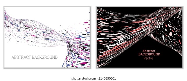 Multicolored paint splashes, smears, dust particles and debris are carried by the wind. A set of two templates. Design template for the design of banners, posters, booklets, covers, magazines. EPS 10