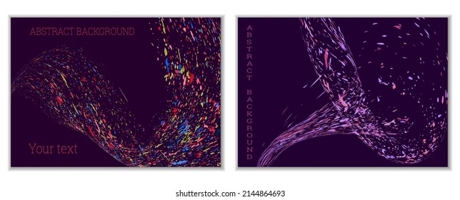 Multicolored paint splashes, smears, dust particles and debris are carried by the wind. A set of two templates. Design template for the design of banners, posters, booklets, covers, magazines. EPS 10