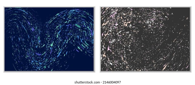 Multicolored paint splashes, smears, dust particles and debris are carried by the wind. A set of two templates. Design template for the design of banners, posters, booklets, covers, magazines. EPS 10