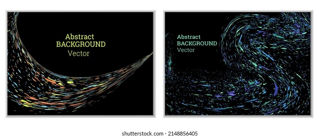 Multicolored paint splashes, smears, dust particles and debris are carried by the wind. A set of two templates. Design template for the design of banners, posters, booklets, covers, magazines. EPS 10