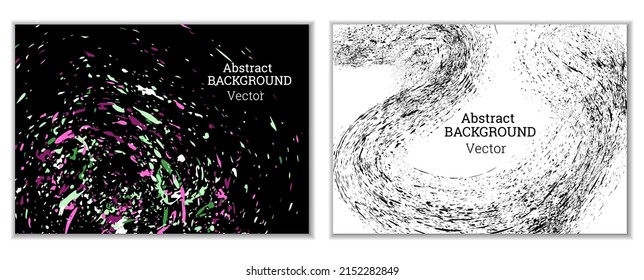 Multicolored paint splashes, smears, dust particles and debris are carried by the wind. A set of two templates. Design template for the design of banners, posters, booklets, covers, magazines. EPS 10