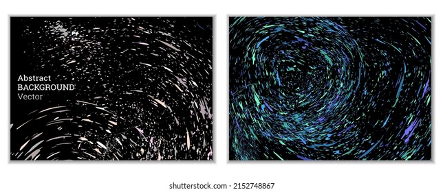 Multicolored paint splashes, smears, dust particles and debris are carried by the wind. A set of two templates. Design template for the design of banners, posters, booklets, covers, magazines. EPS 10
