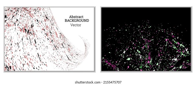 Multicolored paint splashes, smears, dust particles and debris are carried by the wind. A set of two templates. Design template for the design of banners, posters, booklets, covers, magazines. EPS 10