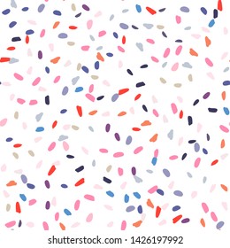 Multicolored paint spots pattern. Acrylic brushes paint seamless background for fabric, design, textile, banner.