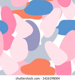 Multicolored paint spots pattern. Acrylic brushes paint seamless background for fabric, design, textile, banner.