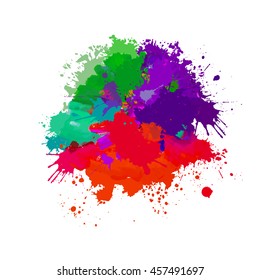 Multicolored paint stains. Vector