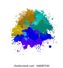 Multicolored paint stains. Vector