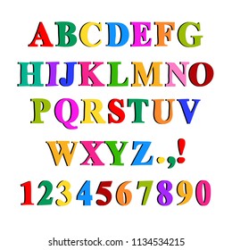 Multicolored painted alphabet set. Vector illustration.