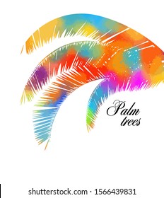 Multi-colored palm leaves. Hello summer. Vector illustration
