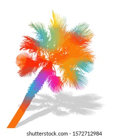 Multi-colored palm tree. Hello summer. Vector illustration