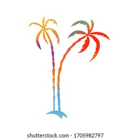 Multi-colored palm tree. Hello summer. mixed media. Vector illustration