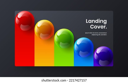 Multicolored pamphlet vector design template. Unique realistic balls site concept.
