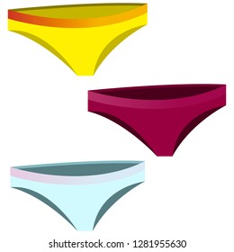 Multi-colored panties. Bright underwear. Vector illustration
