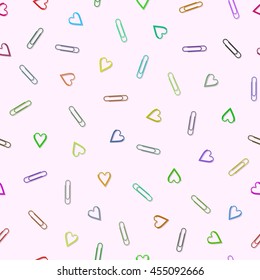 Multi-colored paper clips seamless pattern and abstract background for decorative. Vector illustration EPS 10.