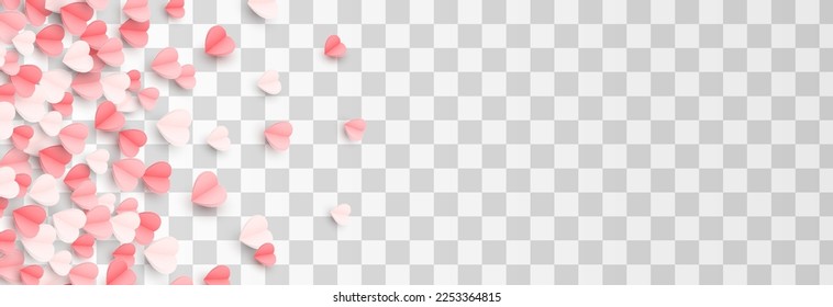 Multicolored paper hearts png. Heart shaped paper confetti png. Paper decorations png. Vector illustration. Hearts for Valentine's Day, March 8, Mother's Day.