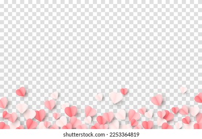 Multicolored paper hearts png. Heart shaped paper confetti png. Paper decorations png. Vector illustration. Hearts for Valentine's Day, March 8, Mother's Day.