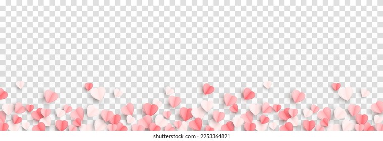 Multicolored paper hearts png. Heart shaped paper confetti png. Paper decorations png. Vector illustration. Hearts for Valentine's Day, March 8, Mother's Day.