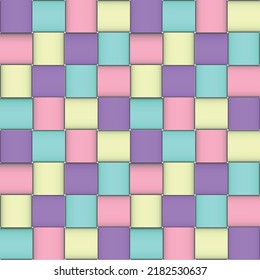 Multicolored paper lattice seamless pattern. Realistic colored interweaving strips of paper. Modern design for background, wallpaper, fabric. Vector illustration.