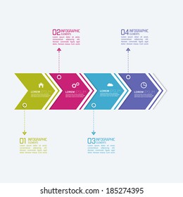 Multicolored paper stickers arrows with numbers and signs.  