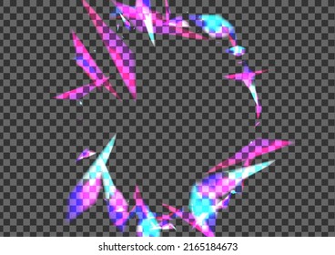 Multicolored Particle Background Transparent Vector. Spark Blurry Template. Pink Starlight Texture. Glow Dark. Bokeh Stardust Card.
