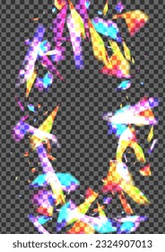 Multicolored Particle Background Transparent Vector. Spark Holiday Design. Yellow Celebration Template. Glow Glimmer. Twinkle Xmas Texture.