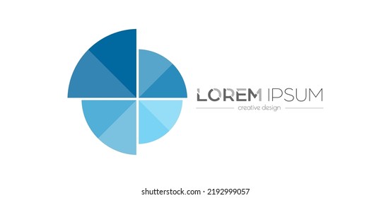 Partes multicolores del círculo. Plantilla para un logotipo geométrico abstracto, pegatina, emblema o etiqueta. Icono para sitios web y aplicaciones. Estilo plano