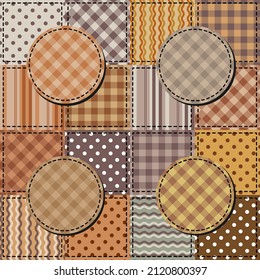 Multicolored patchwork background with circles and squares