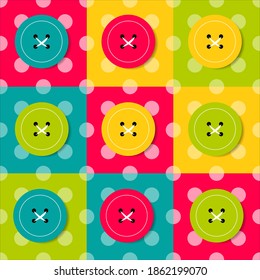 multicolored patchwork pattern with buttons