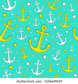 Multicolored pattern with anchors - summer concept. Vector.