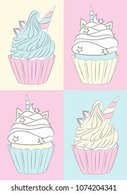 multicolored pattern. cake style unicorn