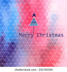multicolored pattern of cold Christmas polygons and congratulations 