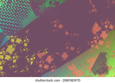 Multicolored pattern with crooked spots on a black background. Abstract vector image.