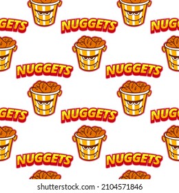 Multicolored pattern of cups with nuggets for the holiday on a white background. For printing and decoration of the holiday menu. Vector illustration.