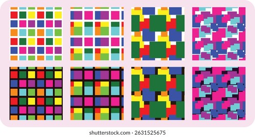 Multicolored pattern different squares minimalism