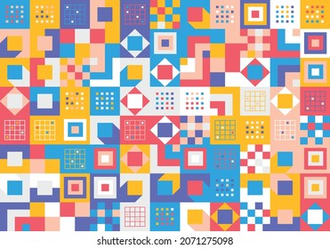 Multicolored pattern of geometric elements