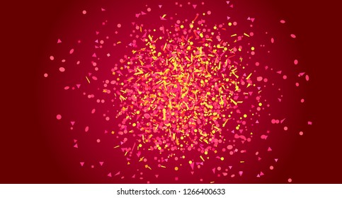 Multicolored pattern with geometric elements. Colorful background with confetti. Holiday texture from glitters. Luxury colored frame. Print for banner, flyer, poster and textile. Greeting cards