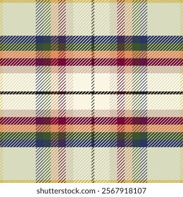 multicolored pattern on light yellow color of plaid buffalo checkered seamless pattern use for fabric, textile, wrap, print, tablecloth, curtain 