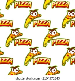 Multicolored pattern of pizza for the holiday on a white background. For printing and decoration of the holiday menu. Vector illustration.