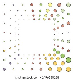 Multicolored pattern square shape. Fashionable abstract vector illustrations for printing on textiles, Wallpapers. The frame is made of bubbles. Coloring in the form of small circles.3-02