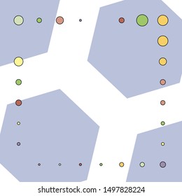 Multicolored pattern square shape. Fashionable abstract vector illustrations for printing on textiles, Wallpapers. The frame is made of bubbles. Coloring in the form of small circles.