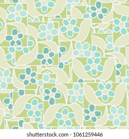 Multicolored pattern of squares with flowers. Fashionable texture.