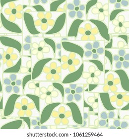 Multicolored pattern of squares with flowers. Fashionable texture.