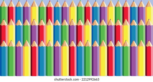 multicolored pattern thin colored pencils on a gray background