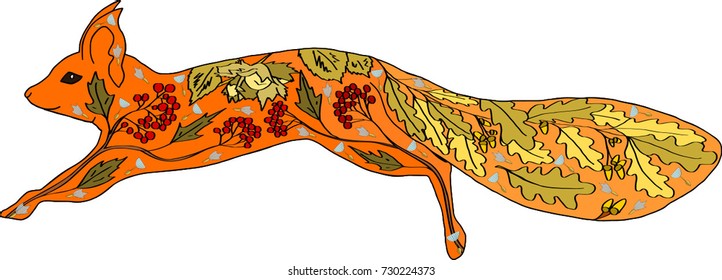 Multicolored patterned vector squirrel