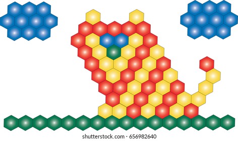 Multicolored patterns of mosaic isolated white background.